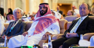 Saudi Crown Prince Mohammed bin Salman, center, and Managing Director of the International Monetary Fund Christine Lagarde, left, attend the opening ceremony of Future Investment Initiative Conference in Riyadh, Saudi Arabia, Oct. 24, 2017. (Saudi Press Agency/AP)