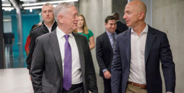 Defense Secretary James Mattis chats with Amazon founder and Washington Post owner, Jeff Bezos , during a visit to west coast tech and defense companies. Jeff Bezos | Twitter