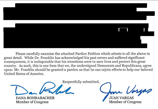 December 14, 2016 Redacted Letter Urging Presidential Pardon for Lawrence Franklin.