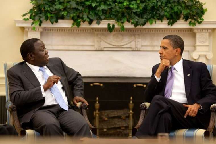 President Barack Obama meets with Prime Minister Morgan Tsvangirai in the Oval Office, June 12, 2009 (White House photo)