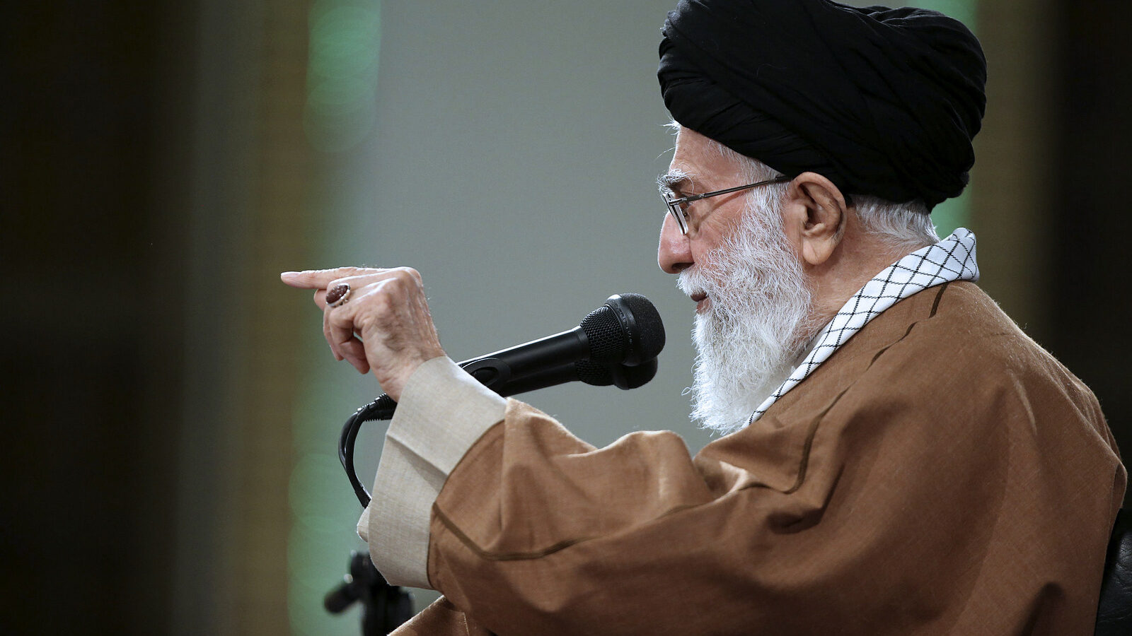 Ayatollah Ali Khamenei speaks with Iranian officials, participants of the 31st International Islamic Unity Conference and ambassadors from Islamic countries, in Tehran, Iran, Dec. 6, 2017. Khamenei condemned President Donald Trump's imminent recognition of Jerusalem as the capital of Israel. (AP Photo)