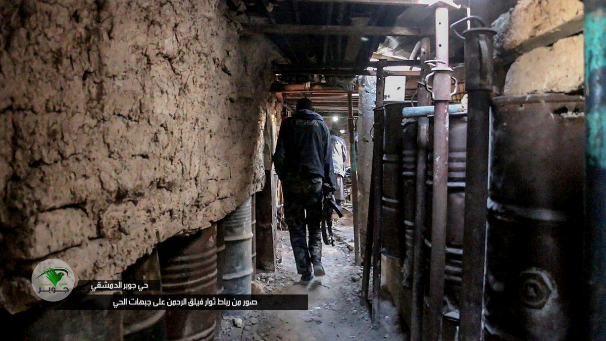 The Free Syrian Army as well as other rebel factions used a complex tunnel system under Jobar to resupply, and as a base for attacks against Syrian troops. (Photo: Twitter)