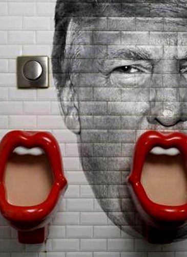 Trump toilet art banner