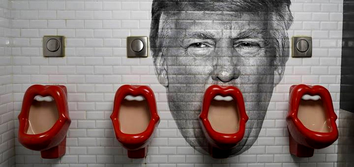 Trump toilet art banner