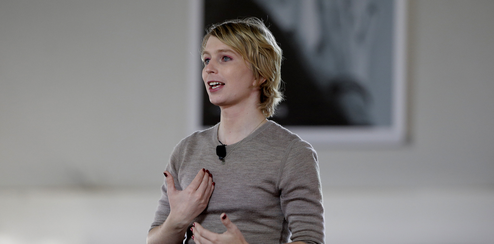 Chelsea Manning addresses an audience, Sept. 17, 2017, during a forum, in Nantucket, Mass. The forum was part of The Nantucket Project's annual gathering on the island of Nantucket. Manning is a former U.S. Army intelligence analyst who spent time in prison for sharing classified documents. (AP/Steven Senne)