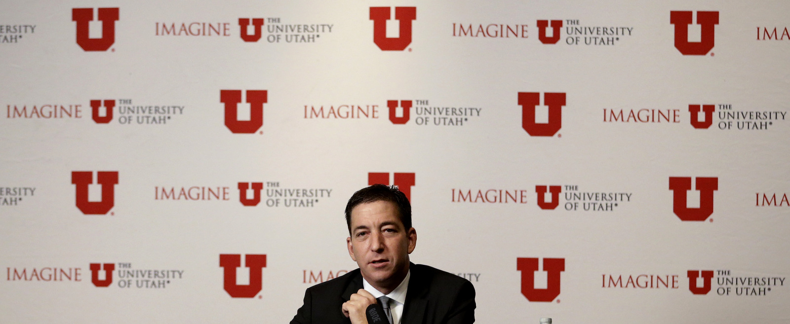 Glenn Greenwald speaks with members of the media, April 7, 2015, in Salt Lake City where he spoke to students at the University of Utah. (AP/Rick Bowmer)