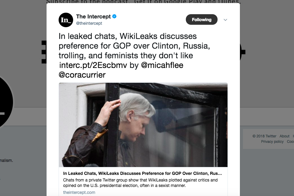 Intercept Wikileaks Julian Assange