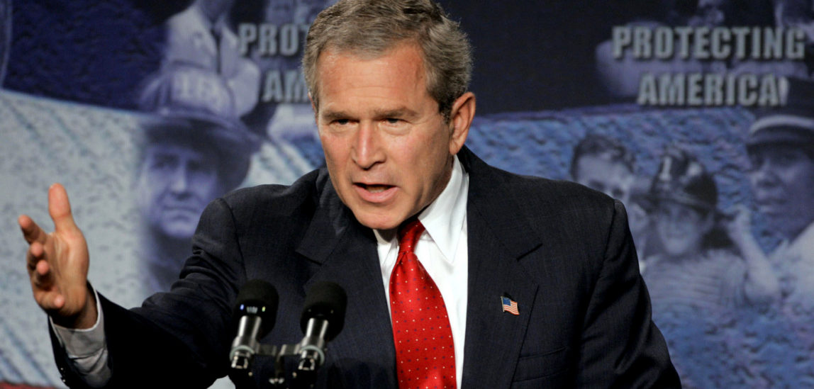 President Bush speaks at the Oak Ridge National Laboratory in Oak Ridge, Tenn., on, July 12, 2004 where he his decision to invade Iraq even as he conceded on that investigators had not found the weapons of mass destruction. (AP/Mark Humphrey)