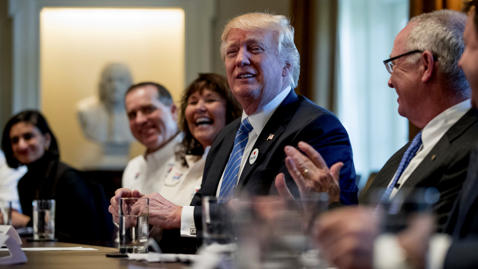 President Donald Trump meets with CEOs of the trucking industry in the Cabinet Room of the White House, March 23, 2017. (AP/Andrew Harnik)