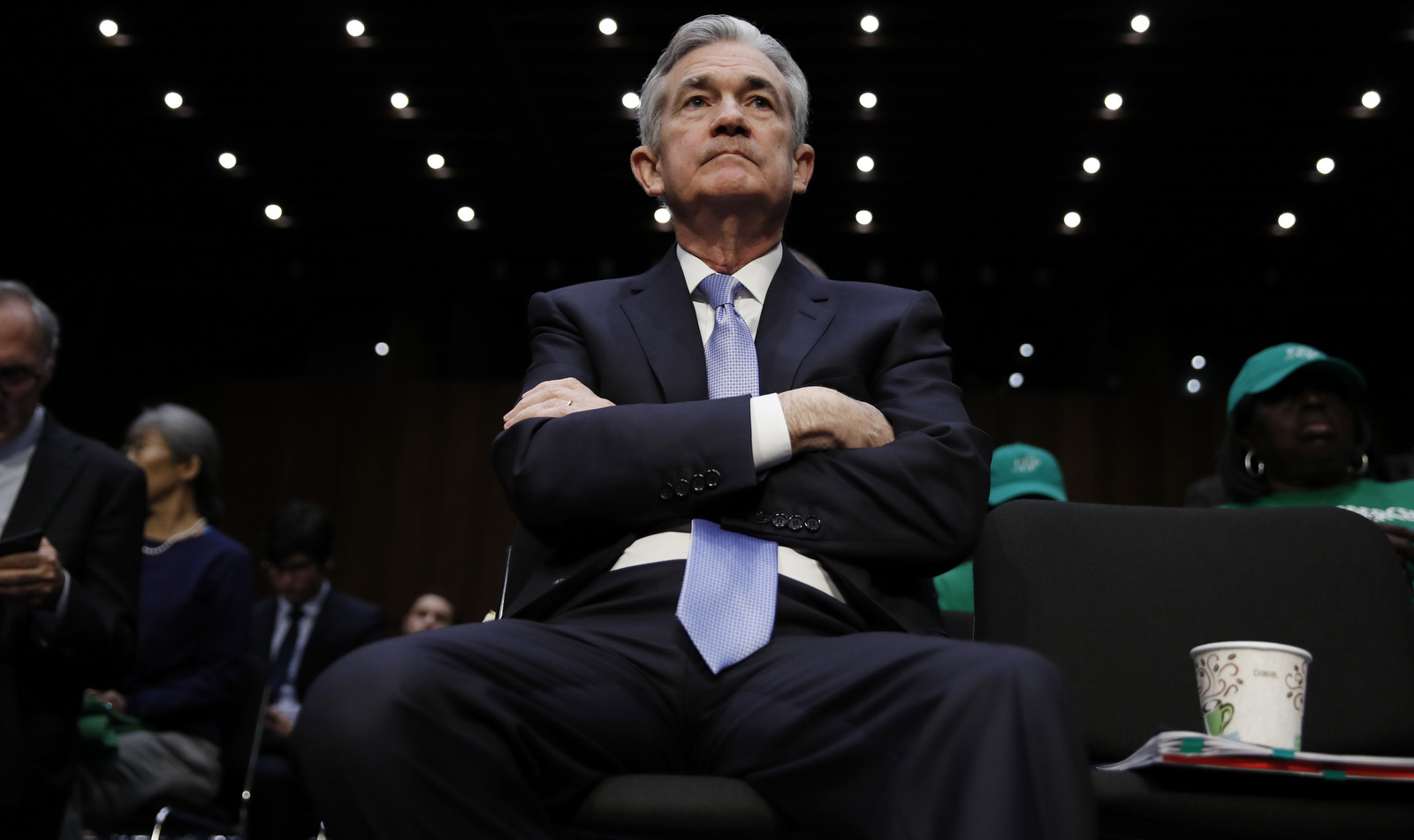 Jerome Powell, President Donald Trump's nominee for chairman of the Federal Reserve, sits in the audience before being called to testify during a Senate Banking, Housing, and Urban Affairs Committee confirmation hearing on Capitol Hill, Nov. 28, 2017.  (AP/Carolyn Kaster)