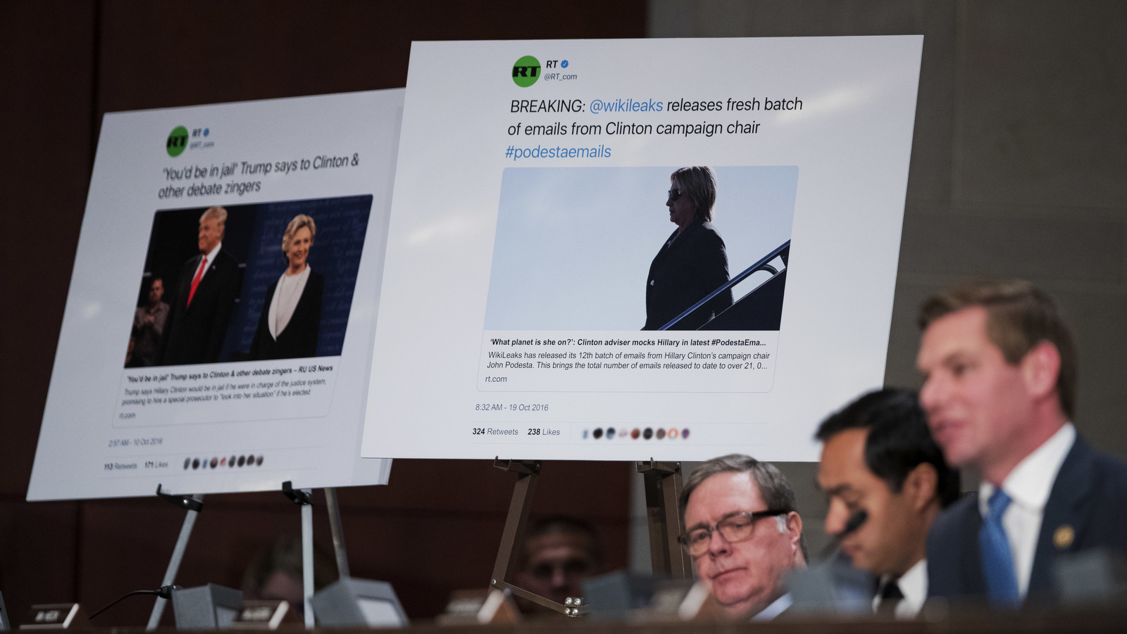 A House Intelligence Committee task force questions attorney's from Google, Twitter and Facebook about Russian ads during a hearing on Capitol Hill in Washington, Nov. 1, 2017. (AP/Manuel Balce Ceneta)