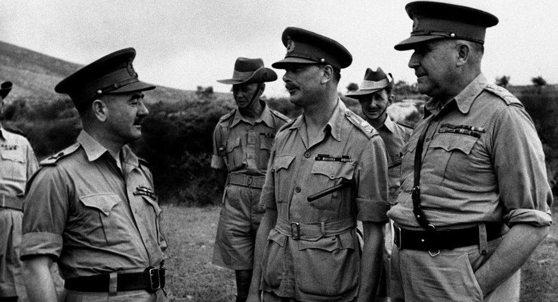 Britain's Prince Henry, Duke of Gloucester, centre, with Lieutenant General Leslie Morshead and General Henry Maitland Wilson in Iran, on June 21, 1942, during the Duke's tour of the Middle East. (AP Photo)