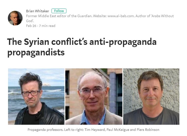 A screenshot of Brian Whitaker's article on Medium.com