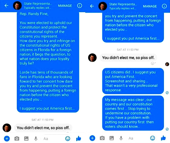 Rep. Randy Fine Facebook Messages