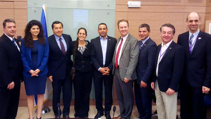 From Left to Right: Joël Godin (Cons.), Sharren Haskel, Ralph Jansen, Dr. Anat Berko, Yoel Hasson, Paul Lefebvre (Lib.), Alain Rayes (Cons.), Jean Rioux (Lib.) and Stephen Blaney (Cons.) in Israel. Every year dozens of Canadian Members of Parliament line up to take free trips to Israel, care of the Centre for Israel and Jewish Affairs (CIJA) , a Canadian pro-Israel lobby group.