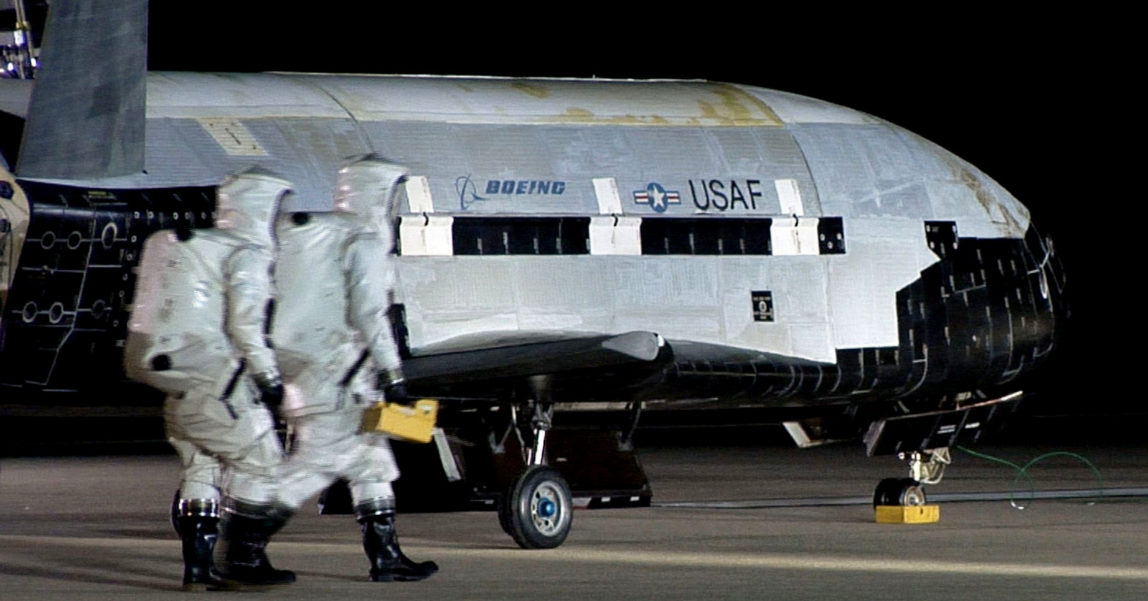 One of the U.S. Air Force's X-37B unmanned spaceplanes that orbits for hundreds of days at a time on classified missions. (U.S. Air Force Photo)