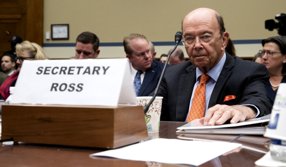 Commerce Secretary Wilbur Ross appears before the House Committee on Oversight and Government Reform to discuss preparing for the 2020 Census, on Capitol Hill, Oct. 12, 2017 (AP/J. Scott Applewhite)