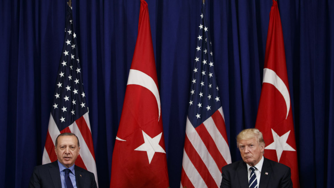 President Donald Trump meets with Turkish President Recep Tayyip Erdogan at the Palace Hotel during the United Nations General Assembly, Sept. 21, 2017, in New York. (AP/Evan Vucci)