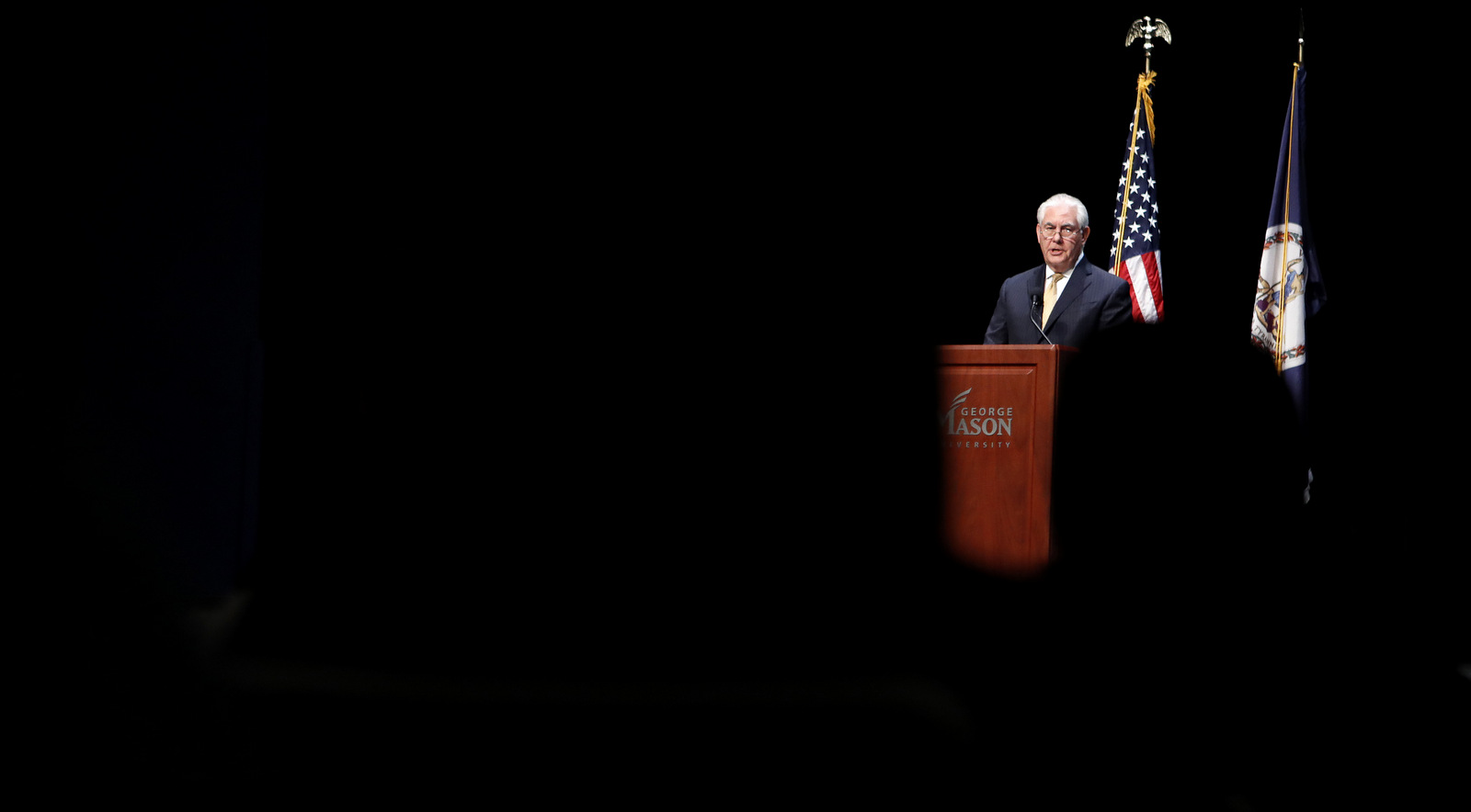 Secretary of State Rex Tillerson speaks about the relationship between the U.S. and countries in Africa, at George Mason University in Fairfax, Va, March 6, 2018. (AP/Jacquelyn Martin)