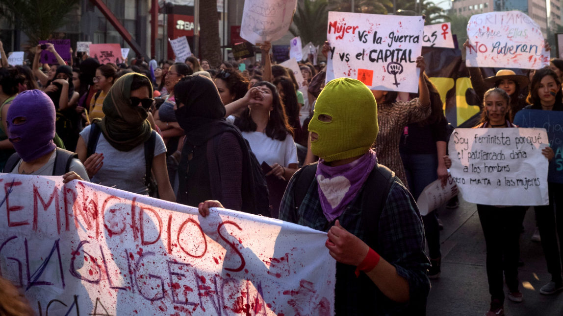 Women from diverse movements and organizations march through the Historic Center of Mexico City, Mexico on March 8, 2018 as part of the global actions to commemorate International Women's Day. (Photo: José Luis Granados Ceja/MintPress News)