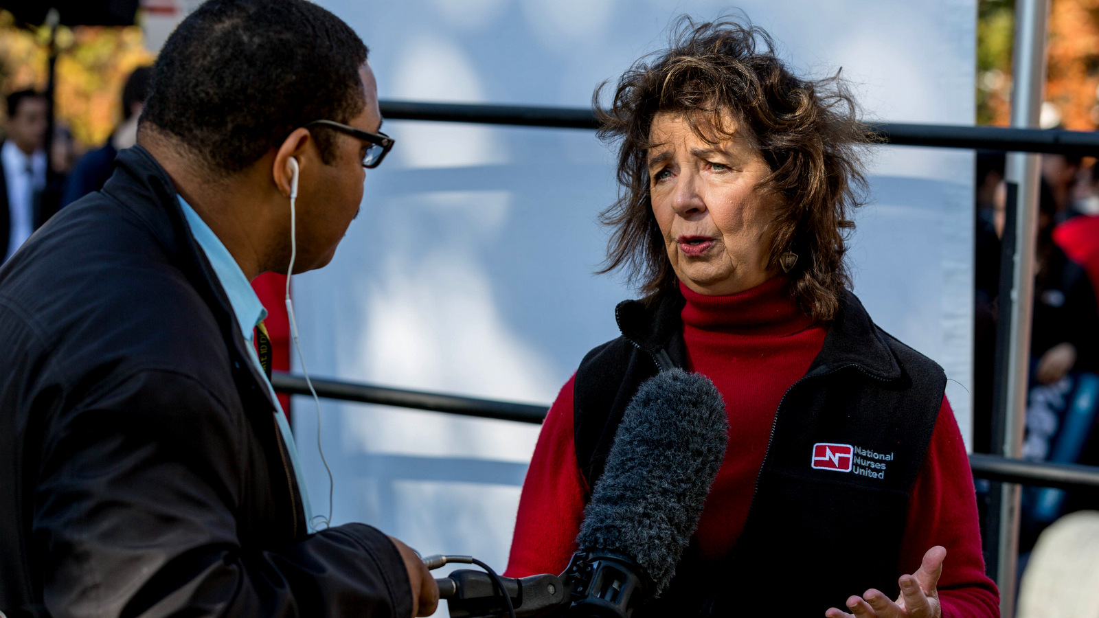 RoseAnn DeMoroRally speaks to the media a rally for social and economic justice & equality, Upper Senate Park, U.S. Capitol, Washington DC, November 17, 2016. (Photo: Lorie Shaull/CC)