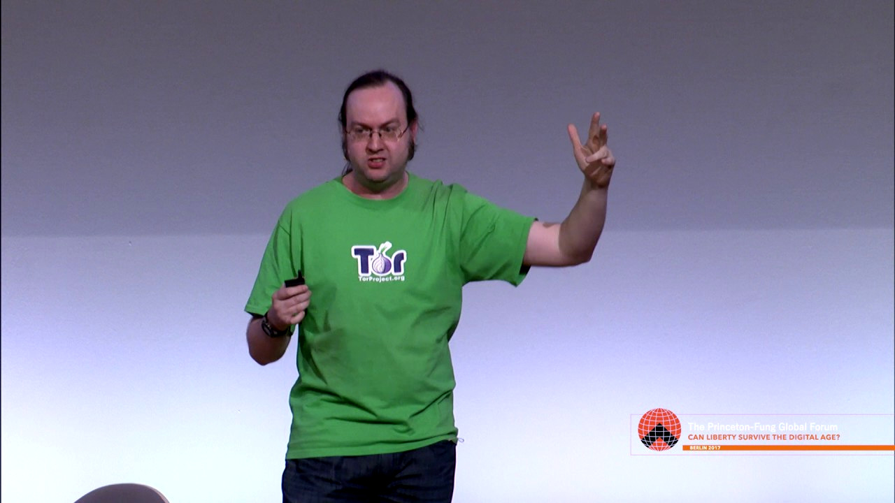 Tor co-developer, Roger Dingledine, delivers a keynote address at the 2017 Princeton-Fung Global Forum on March 21, 2017 in Berlin. (Photo: YouTube Screenshot)