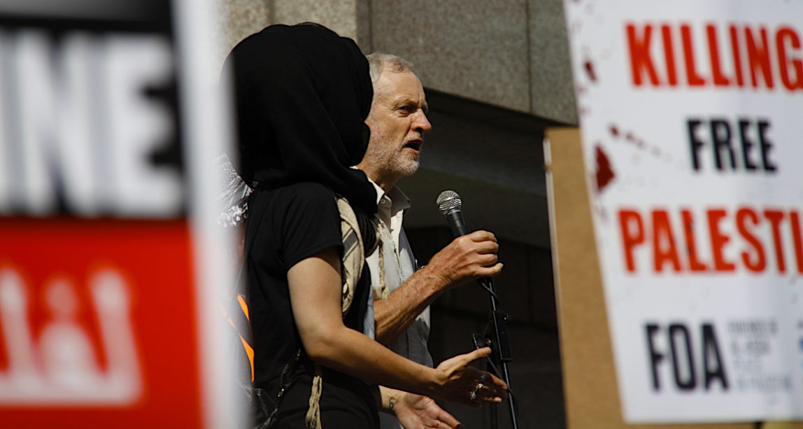 Jeremy Corbyn addressing the Support for Gaza rally, 19th June 2014. (Photo: David Hardman/Flickr)