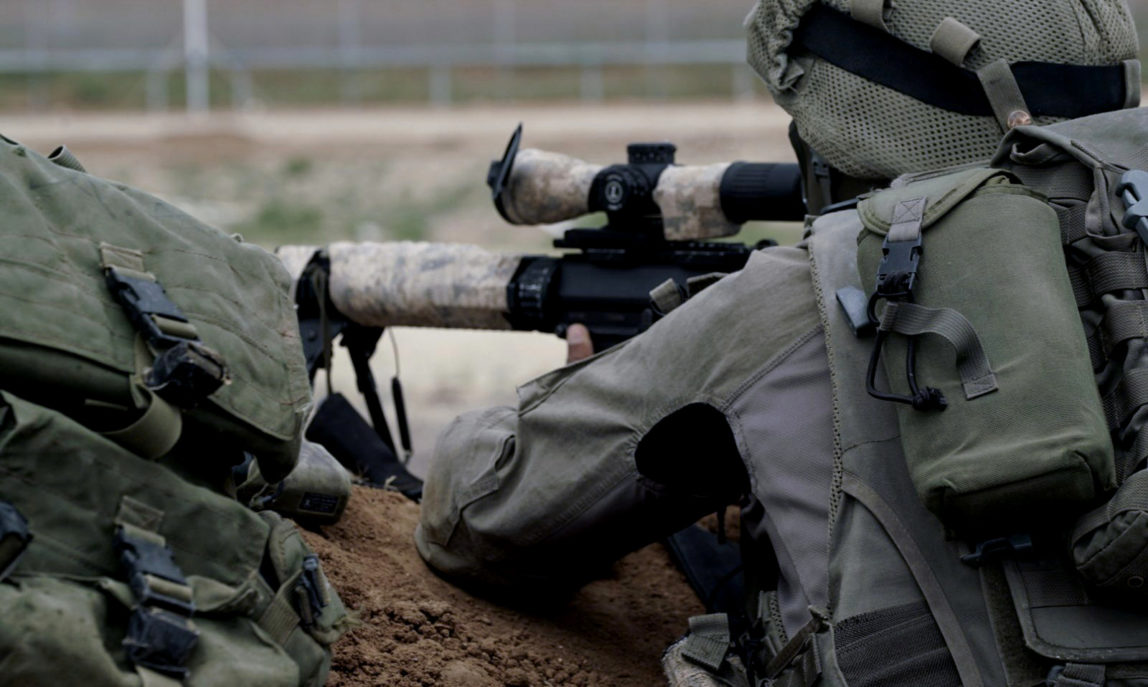 Israeli snipers prepare for massive protests by Palestinians in Gaza on March 30, 2018. (Israel Defense Forces)