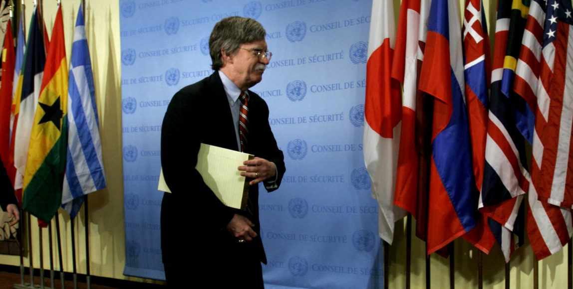 John Bolton, then acting U.S. United Nations Ambassador, arrives for a meeting on North Korea at the UN Security Council in New York, Oct. 13, 2006. (AP/Bebeto Matthews)