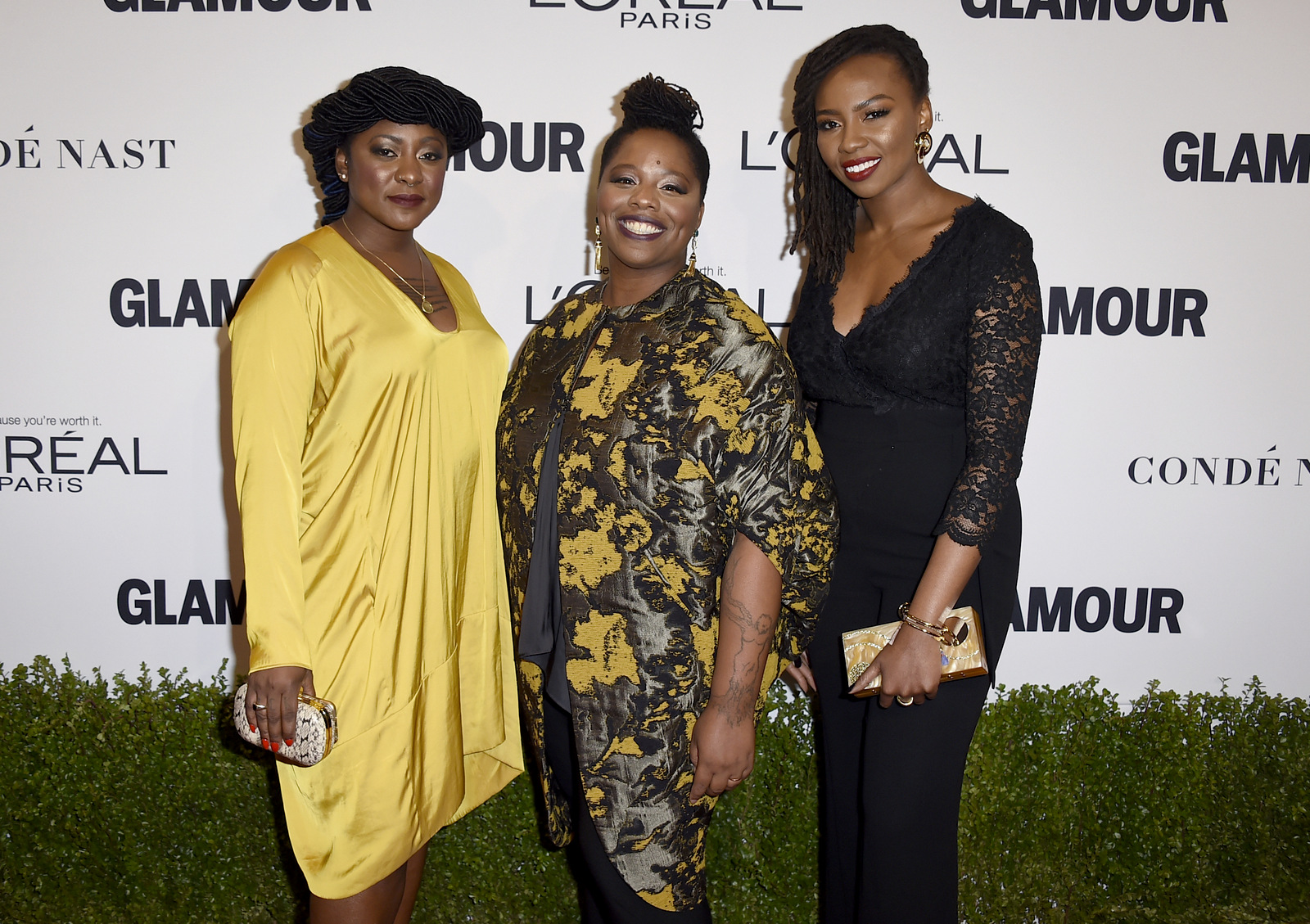 Alicia Garza, from left, Patrisse Cullors and Opal Tometi, co-founders of the Black Lives Matter movement, arrive at the Glamour Women of the Year Awards at NeueHouse Hollywood on Monday, Nov. 14, 2016, in Los Angeles. (Photo: Jordan Strauss/Invision/AP)