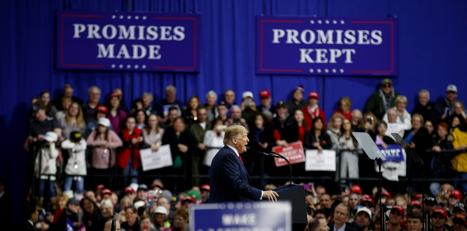 U.S. President Donald Trump speaks at a campaign rally at Atlantic Aviation in Moon Township, Pa., Saturday, March 10, 2018. (AP Photo/Carolyn Kaster)