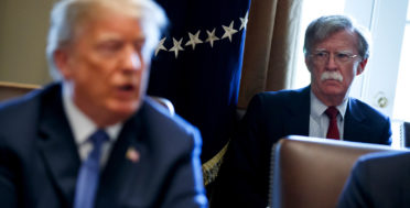 National security adviser John Bolton listens as President Donald Trump speaks during a cabinet meeting at the White House, April 9, 2018, in Washington. (AP/Evan Vucci)