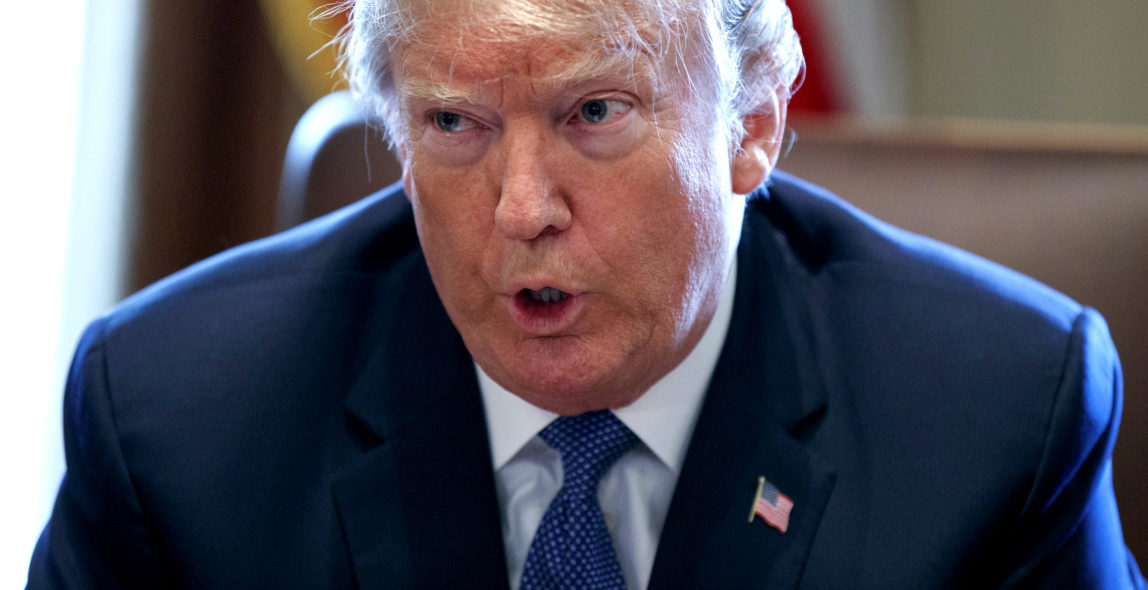 President Donald Trump speaks during a cabinet meeting at the White House, Monday, April 9, 2018, in Washington. (AP Photo/Evan Vucci)