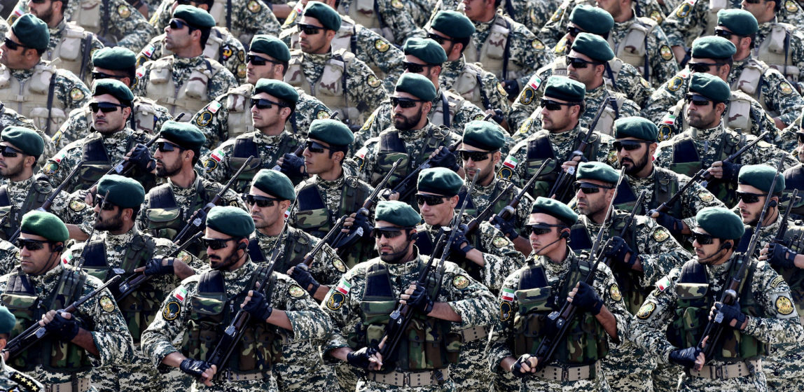 Iranian army troops march during a parade marking National Army Day in front of the mausoleum of the late revolutionary founder Ayatollah Khomeini, just outside Tehran, Iran, April 18, 2018. (AP/Ebrahim Noroozi)