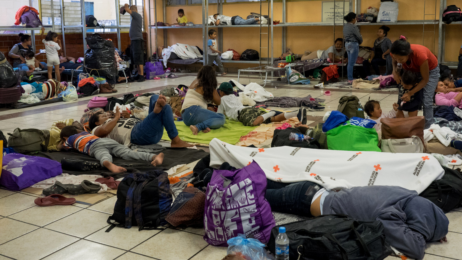 Migrants from Central America settle into the Casa del Peregrino in Mexico City, their home for the next few days before continuing on their journey north, April 10, 2018.