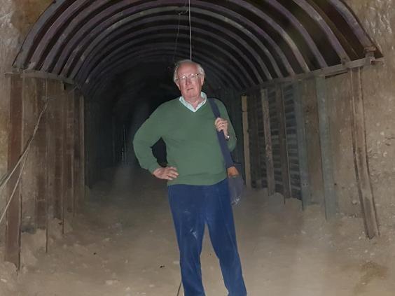 The Independent: "Middle East Correspondent Robert Fisk in one of the miles of tunnels hacked beneath Douma by prisoners of Syrian rebels." (source: Yara Ismail via the Independent)