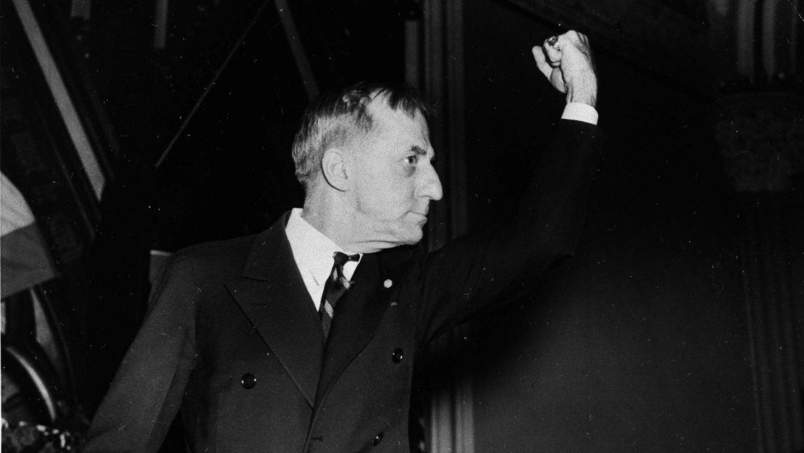 U.S. Marines Maj. Gen. Smedley Butler gestures as he addresses the New York State convention of the Women's Christian Temperance Union in Albany, N.Y., Oct. 18, 1936. Butler believes there will be a return to national prohibition. (AP Photo)