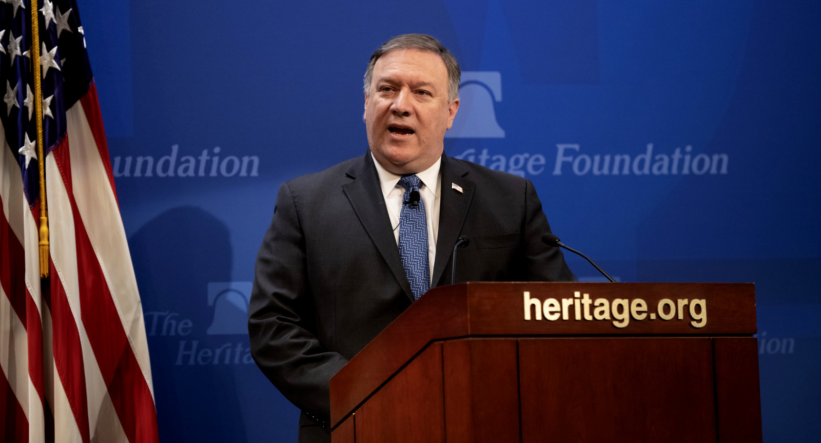 Secretary of State Mike Pompeo speaks at the Heritage Foundation, a conservative public policy think tank, in Washington, May 21, 2018. Pompeo issued a steep list of demands Monday that he said should be included in a nuclear treaty with Iran to replace the Obama-era deal, threatening "the strongest sanctions in history" if Iran doesn't change course. (AP/J. Scott Applewhite)