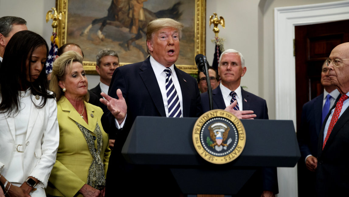 President Donald Trump speaks during a signing ceremony, on Thursday canceled next month's summit with North Korea's Kim Jong Un, citing the "tremendous anger and open hostility" in a recent statement by the North. Evan Vucci | AP