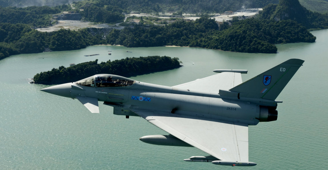 An RAF Typhoon, made by BAE systems over Penang Island in Malaysia, November 2011. (Photo: Geoff Lee/BAE)