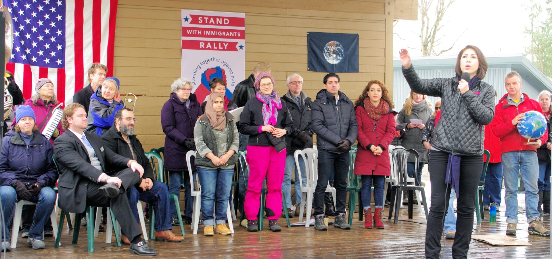 Paulette, one of the few Natives at the rally, is a Member of Idaho House of Representatives and is a member of the Coeur D'Alene tribe.