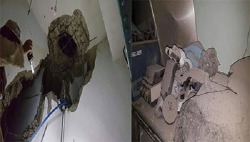 Destruction at the National Center for Blood in Sana’a from Saudi airstrikes on April 28, 2018. (Photo: MintPress News)