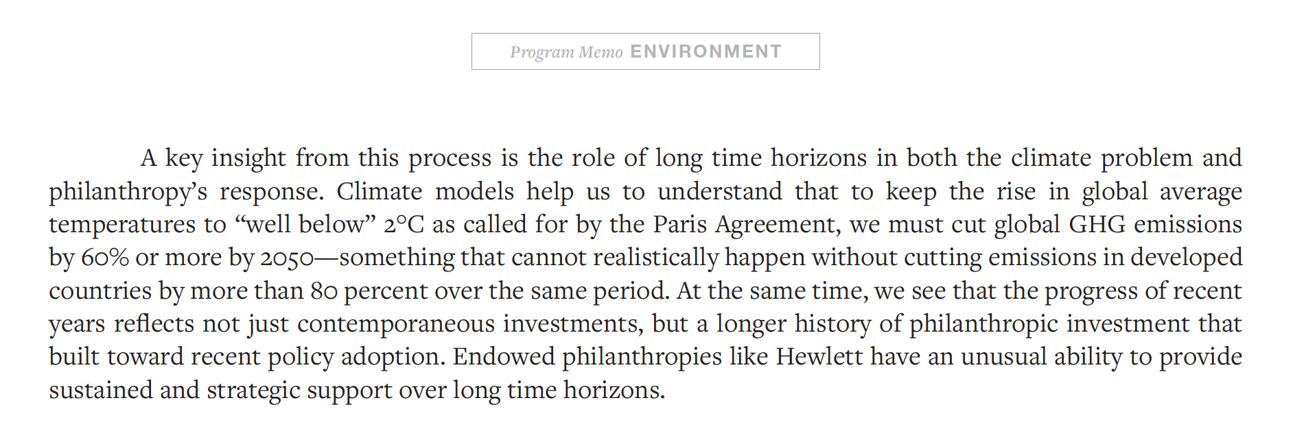 Excerpt from the Hewlett Foundation strategy document