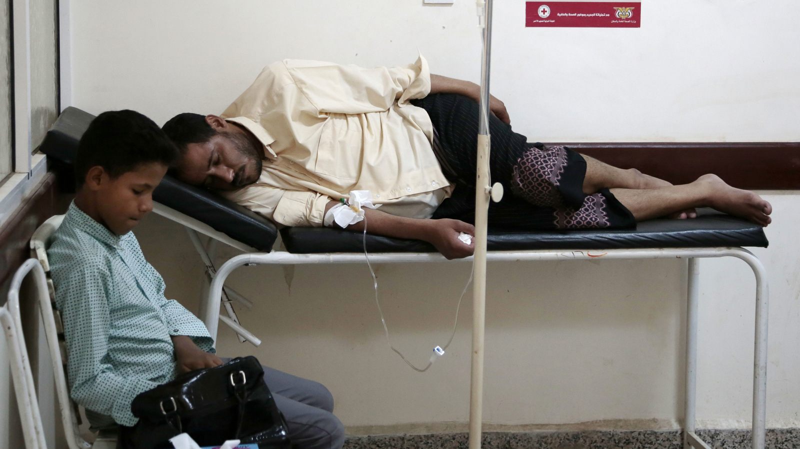 A man is treated for suspected cholera infection at a hospital in Sanaa, Yemen. Hani Mohammed | AP