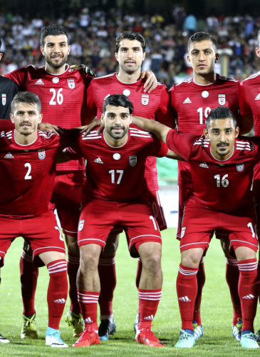 Iran's team poses for a team photo prior the international friendly soccer match between Iran and Uzbekistan at the Azadi Stadium in Tehran, Iran. May 19, 2018. Ebrahim Noroozi | AP