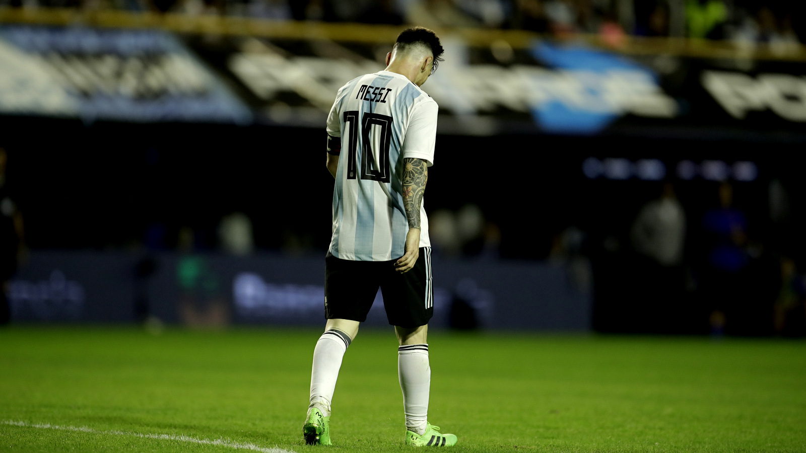 Argentina's Lionel Messi walks on the pitch during a friendly soccer match between Argentina and Haiti in Buenos Aires, Argentina, May 29, 2018. Victor R. Caivano | AP