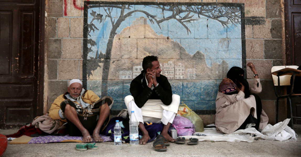 Displaced Yemenis, who fled their homes amid a deadly Saudi/UAE invasion of the port city of Hodeida, sit in a school allocated for IDPs in Sanaa, Yemen, Jun. 23, 2018. Hani Mohammed | AP