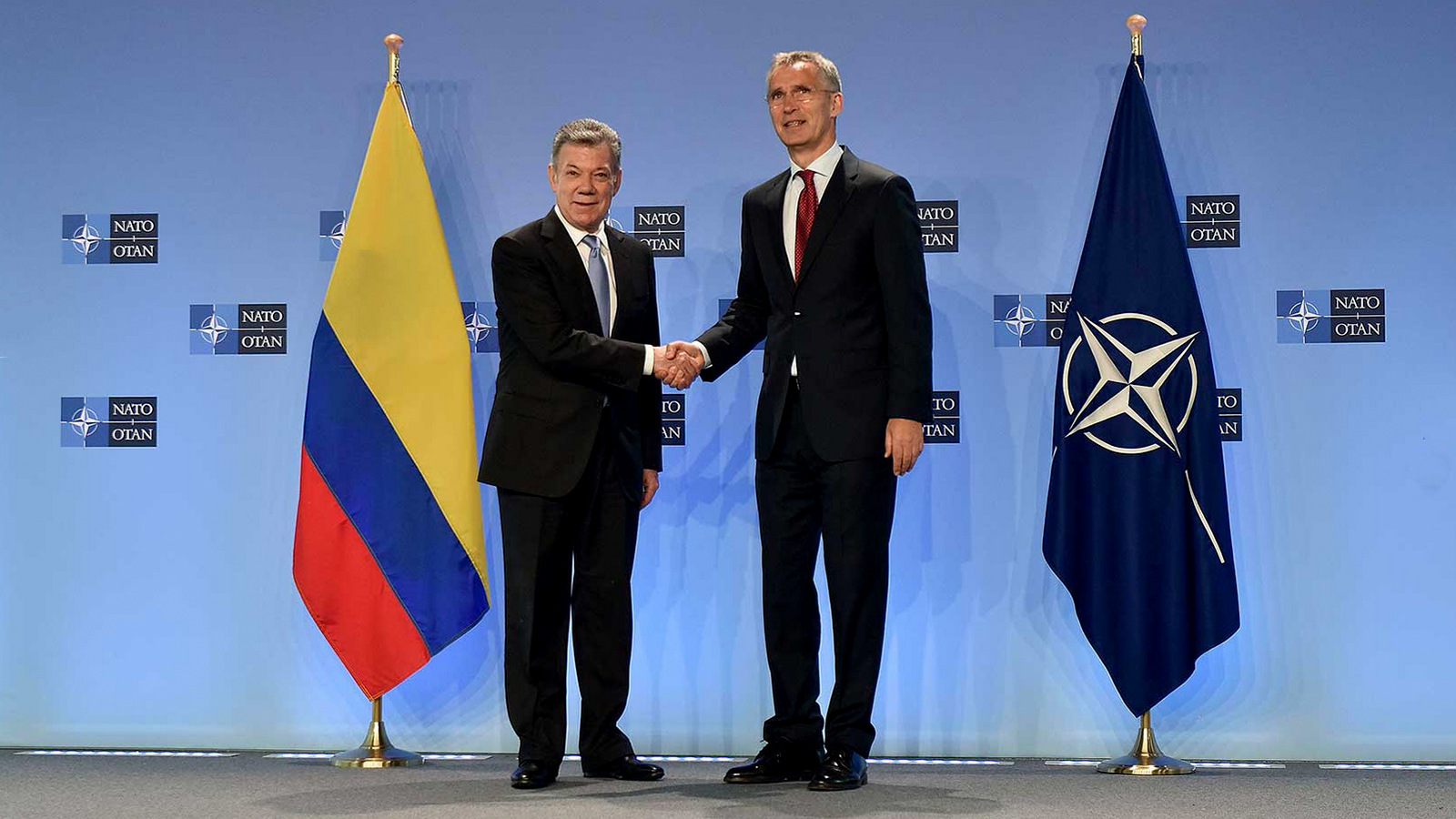 Secretary General Jens Stoltenberg hosted President Juan Manuel Santos of Colombia at NATO headquarters on May 31. Colombia has now become NATO’s first member in Latin America. | NATO