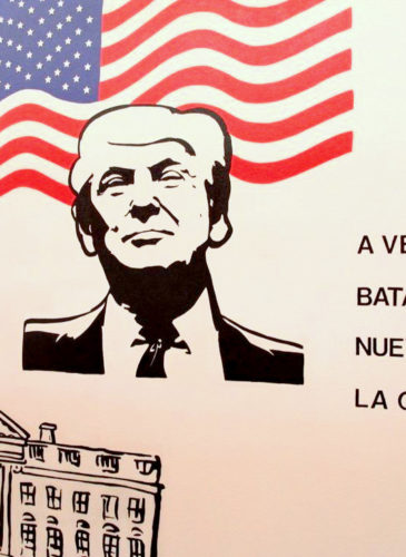 A mural at the Casa Padre migrant children’s shelter in Brownsville, Texas, with a quote – in English and Spanish – from Donald Trump’s 1987 book, The Art of the Deal. Source | Department of Health and Human Services