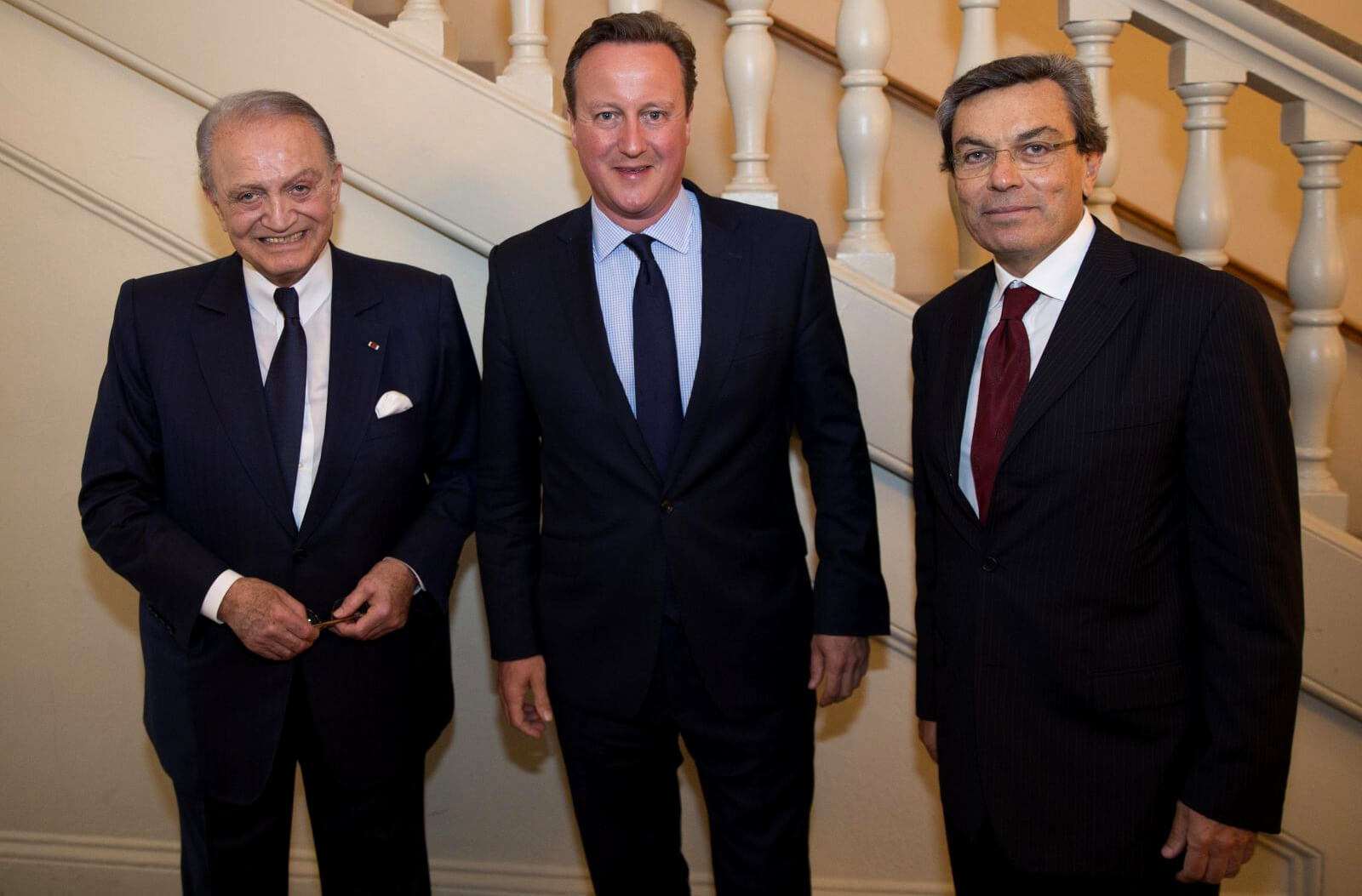 British MP Wafic Saïd left, Former Prime Minister David Cameron, center , and Ayman Asfari, right. Photo | Saïd Foundation